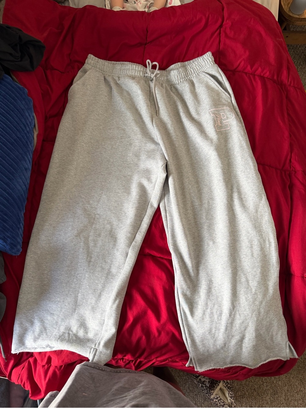 PINK Victoria's Secret Gray Track Pants with Drawstring